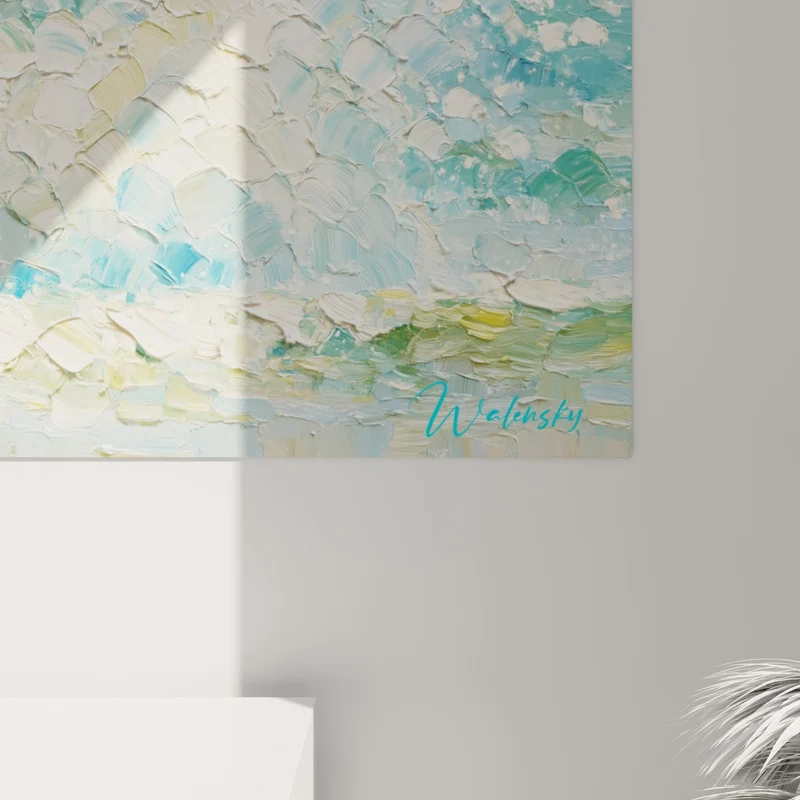 Tableau Kitesurfeur combinaison noire embruns turquoise - Fusion avec la vague - Edition Kite surf