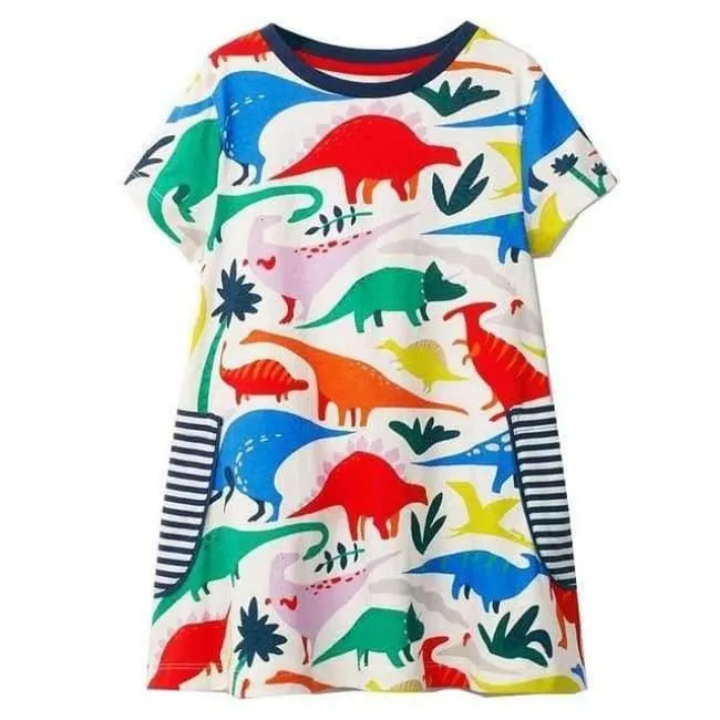 Tier Dinosaurier Einhorn Party Baby Mädchen Kleid Kinder Kleidung Vestidos Kinder Sommer Kleider für Mädchen Kleidung