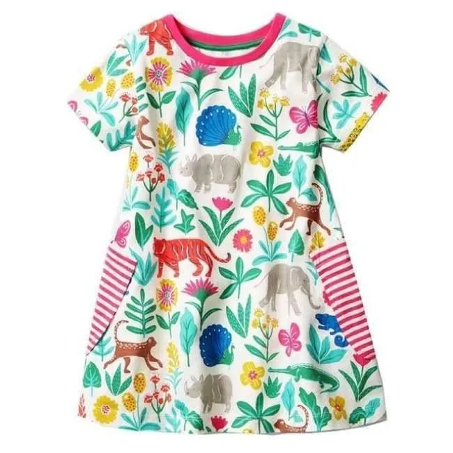 Tier Dinosaurier Einhorn Party Baby Mädchen Kleid Kinder Kleidung Vestidos Kinder Sommer Kleider für Mädchen Kleidung