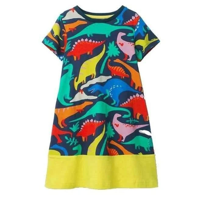 Tier Dinosaurier Einhorn Party Baby Mädchen Kleid Kinder Kleidung Vestidos Kinder Sommer Kleider für Mädchen Kleidung