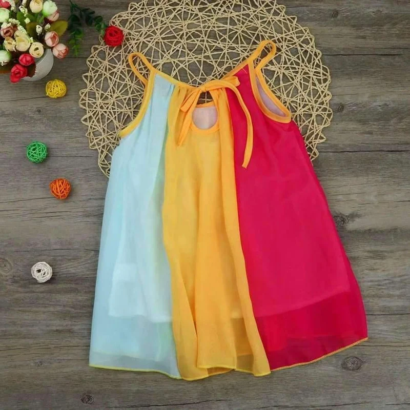 Kleinkind Kinder Baby Mädchen Prinzessin Kleidung Ärmellosen Chiffon Tutu Regenbogen Kleider baby kleid sommer #15
