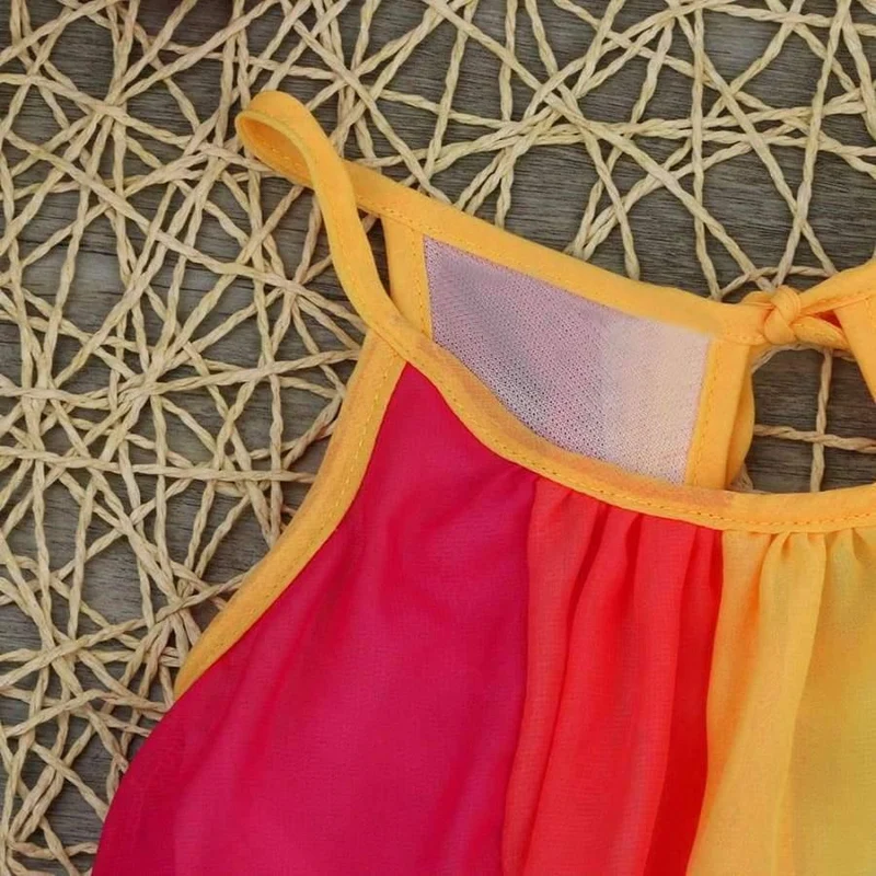 Kleinkind Kinder Baby Mädchen Prinzessin Kleidung Ärmellosen Chiffon Tutu Regenbogen Kleider baby kleid sommer #15