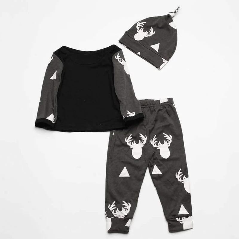 Neugeborenes Baby Mädchen Kleidung Set Langarm T-Shirt + Hose + Hut 3 Stücke viel Babykleidung Sets Kinder Kinder Bebes Kostüm
