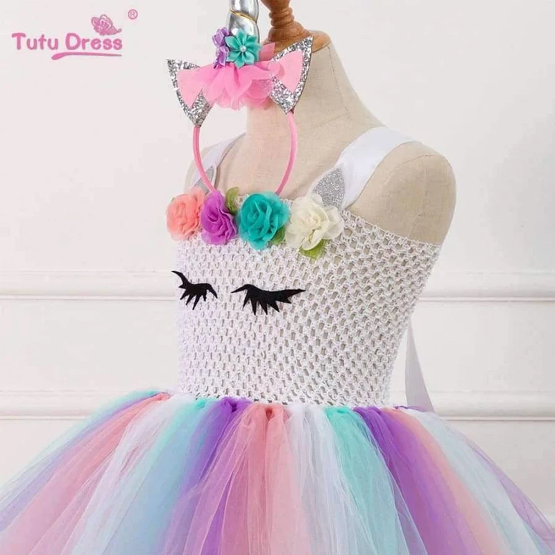 Bunte Blumen Baby Mädchen Kleidung Geburtstag Party Kleider Kinder Geburtstagsgeschenk Tutu Kostüm Sommer Mädchen Tutu Kleid