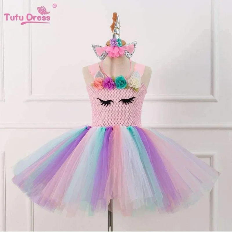 Bunte Blumen Baby Mädchen Kleidung Geburtstag Party Kleider Kinder Geburtstagsgeschenk Tutu Kostüm Sommer Mädchen Tutu Kleid