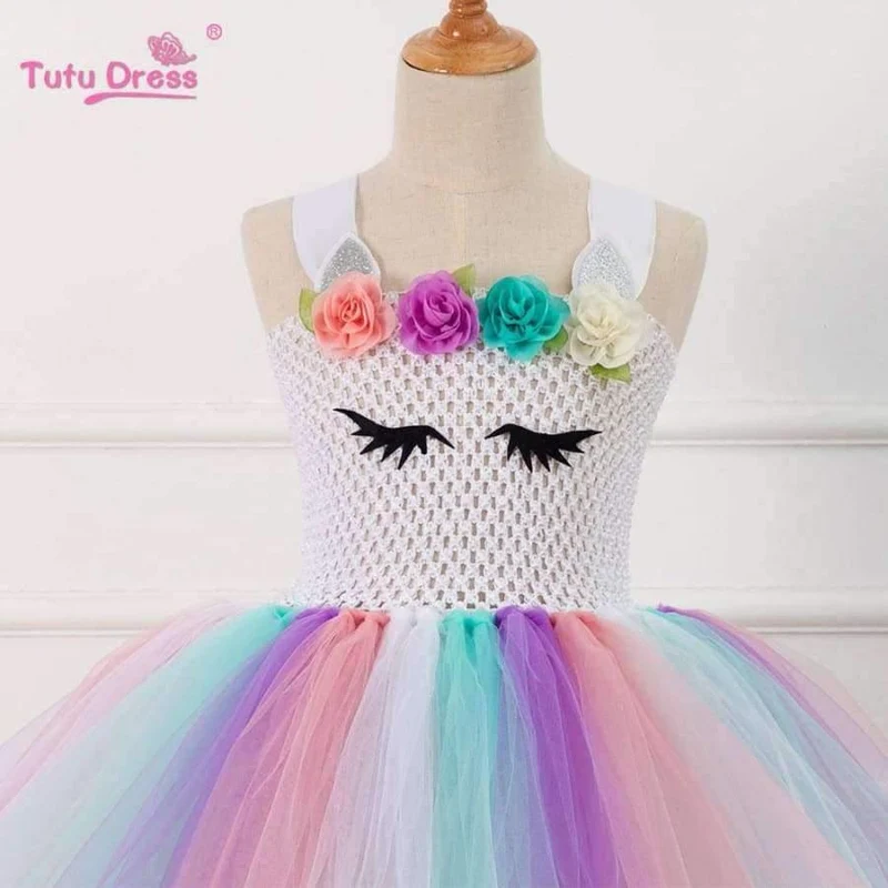 Bunte Blumen Baby Mädchen Kleidung Geburtstag Party Kleider Kinder Geburtstagsgeschenk Tutu Kostüm Sommer Mädchen Tutu Kleid