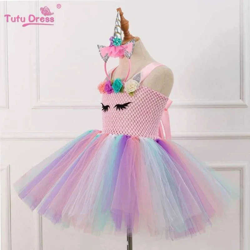 Bunte Blumen Baby Mädchen Kleidung Geburtstag Party Kleider Kinder Geburtstagsgeschenk Tutu Kostüm Sommer Mädchen Tutu Kleid