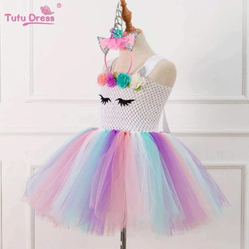 Bunte Blumen Baby Mädchen Kleidung Geburtstag Party Kleider Kinder Geburtstagsgeschenk Tutu Kostüm Sommer Mädchen Tutu Kleid