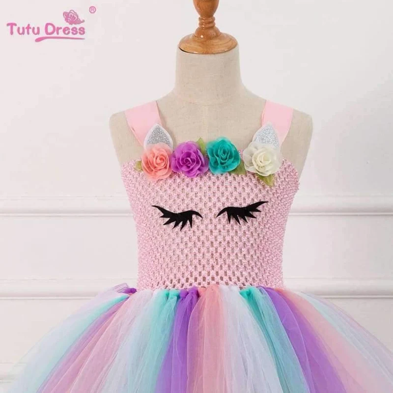 Bunte Blumen Baby Mädchen Kleidung Geburtstag Party Kleider Kinder Geburtstagsgeschenk Tutu Kostüm Sommer Mädchen Tutu Kleid