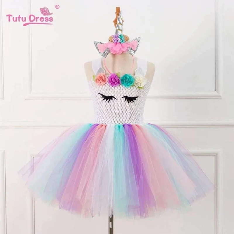 Bunte Blumen Baby Mädchen Kleidung Geburtstag Party Kleider Kinder Geburtstagsgeschenk Tutu Kostüm Sommer Mädchen Tutu Kleid