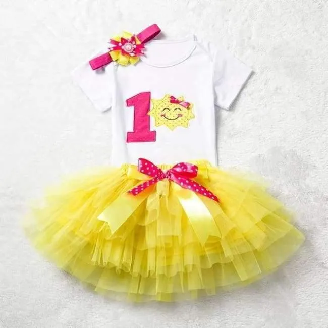 Baby Girl First 1st Geburtstag Outfits Marke Sommer Baby Sets Kleinkind Mädchen Taufe Kleidung Anzüge Ein Jahr Little Baby Clothing Set