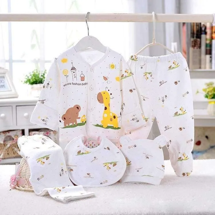 5 STÜCKE baby-kleidung 0-3 Mt Frühling sommer druck cartoon neugeborenen kleidung geschenkset baumwolle neue geboren baby-kleidung baby-outfit