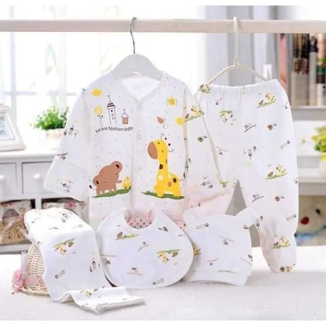 5 STÜCKE baby-kleidung 0-3 Mt Frühling sommer druck cartoon neugeborenen kleidung geschenkset baumwolle neue geboren baby-kleidung baby-outfit