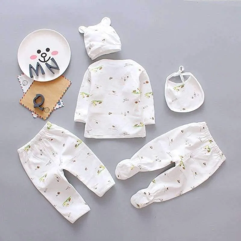5 STÜCKE baby-kleidung 0-3 Mt Frühling sommer druck cartoon neugeborenen kleidung geschenkset baumwolle neue geboren baby-kleidung baby-outfit