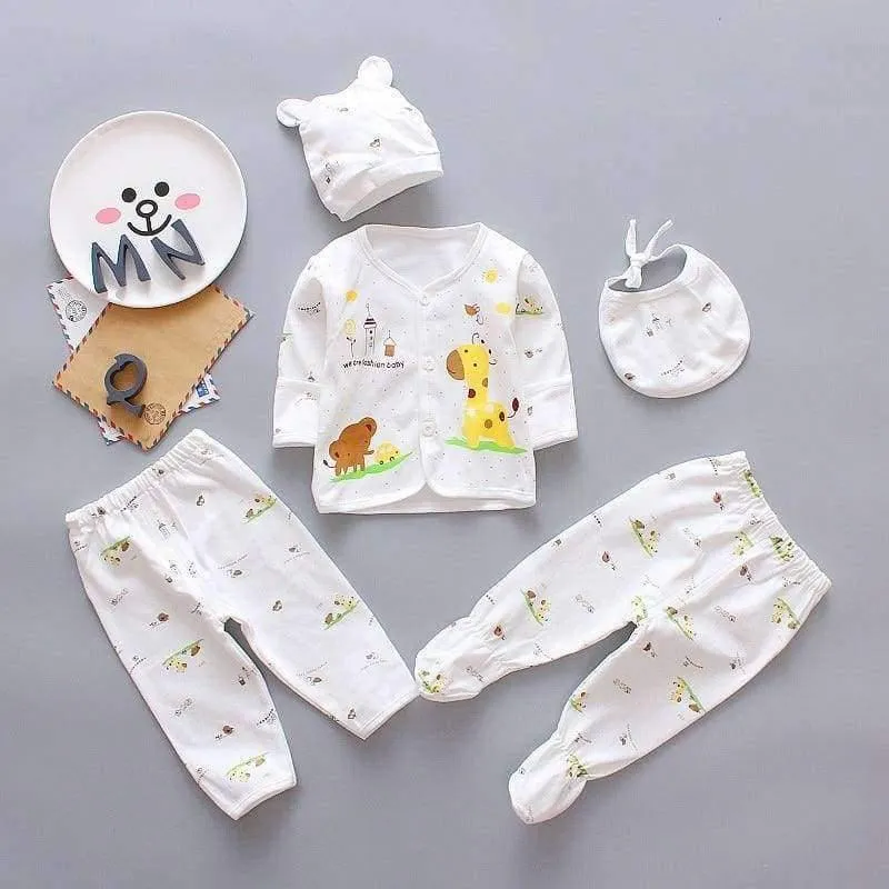 5 STÜCKE baby-kleidung 0-3 Mt Frühling sommer druck cartoon neugeborenen kleidung geschenkset baumwolle neue geboren baby-kleidung baby-outfit
