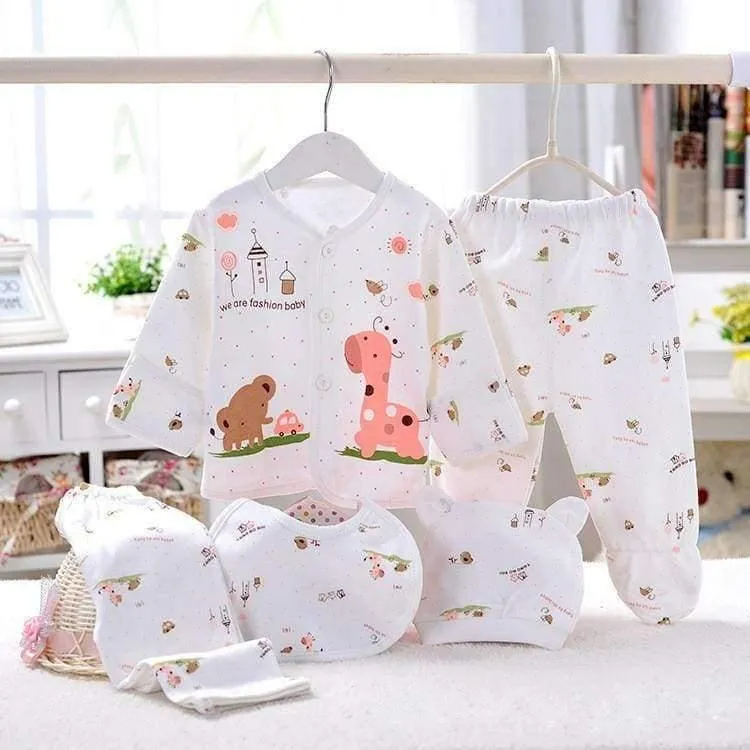 5 STÜCKE baby-kleidung 0-3 Mt Frühling sommer druck cartoon neugeborenen kleidung geschenkset baumwolle neue geboren baby-kleidung baby-outfit