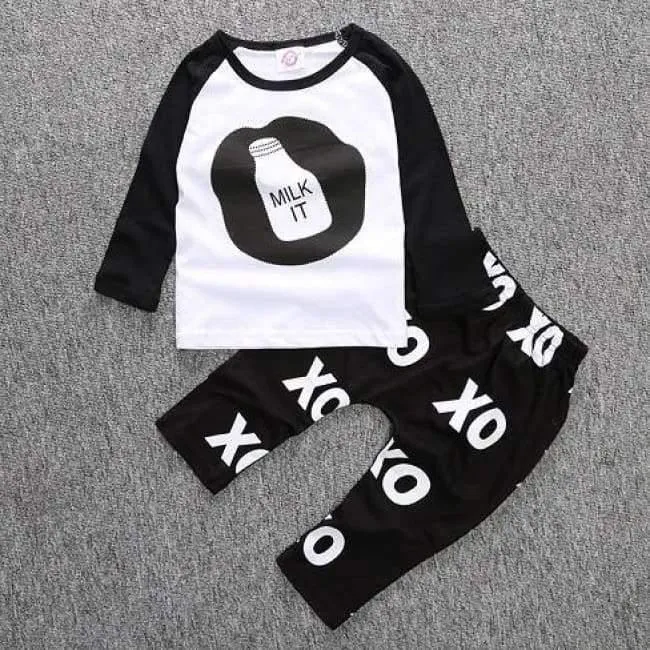 Neugeborenes Baby-Kleidung Baby-Kleidung Unisex gelb Farbe Langarm-Shirt + Hose 2-tlg. Bebe Mädchen Kleidung Set ST205