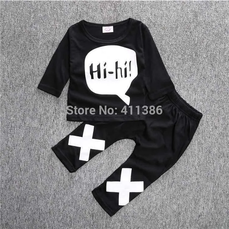 Neugeborenes Baby-Kleidung Baby-Kleidung Unisex gelb Farbe Langarm-Shirt + Hose 2-tlg. Bebe Mädchen Kleidung Set ST205