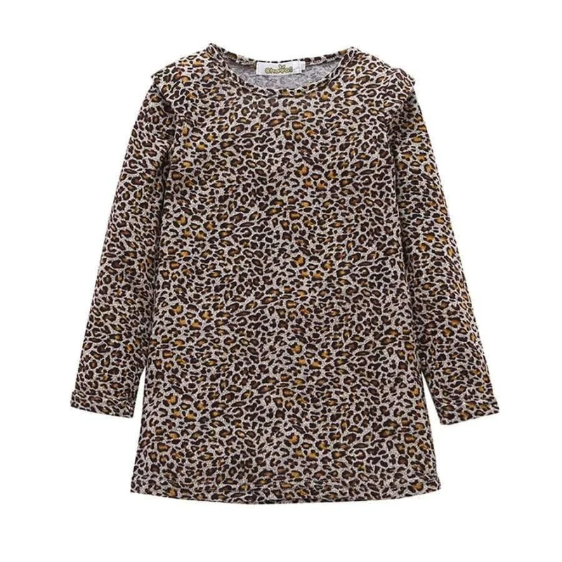 Mädchen kleid Mode vestido infantil Baby Mädchen kinder kleidung Leopard Langarm Prinzessin Party Kleid