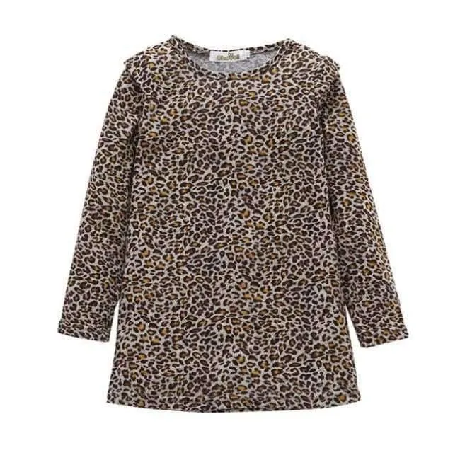 Mädchen kleid Mode vestido infantil Baby Mädchen kinder kleidung Leopard Langarm Prinzessin Party Kleid