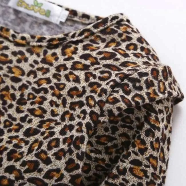 Mädchen kleid Mode vestido infantil Baby Mädchen kinder kleidung Leopard Langarm Prinzessin Party Kleid