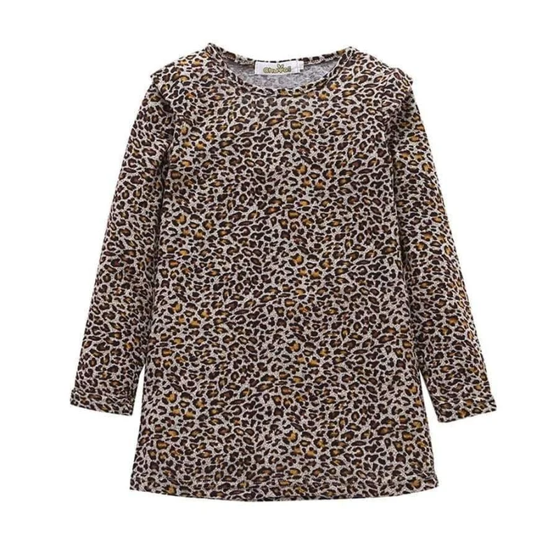 Mädchen kleid Mode vestido infantil Baby Mädchen kinder kleidung Leopard Langarm Prinzessin Party Kleid