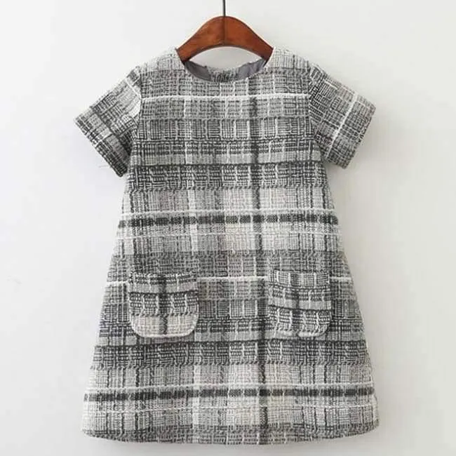 Mädchen Kleid Neue Marke Mädchen Kleidung Europäischen Und Amerikanischen Stil Kinder Kleidung Plaid Tasche Design Baby Mädchen Kleid