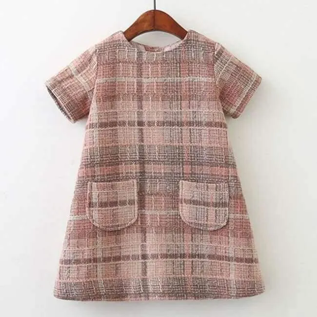 Mädchen Kleid Neue Marke Mädchen Kleidung Europäischen Und Amerikanischen Stil Kinder Kleidung Plaid Tasche Design Baby Mädchen Kleid
