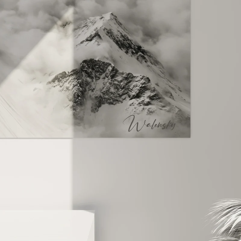 Tableau Snowboardeur blanc aux volutes anthracite - Ascension vertigineuse - Edition Snowboard