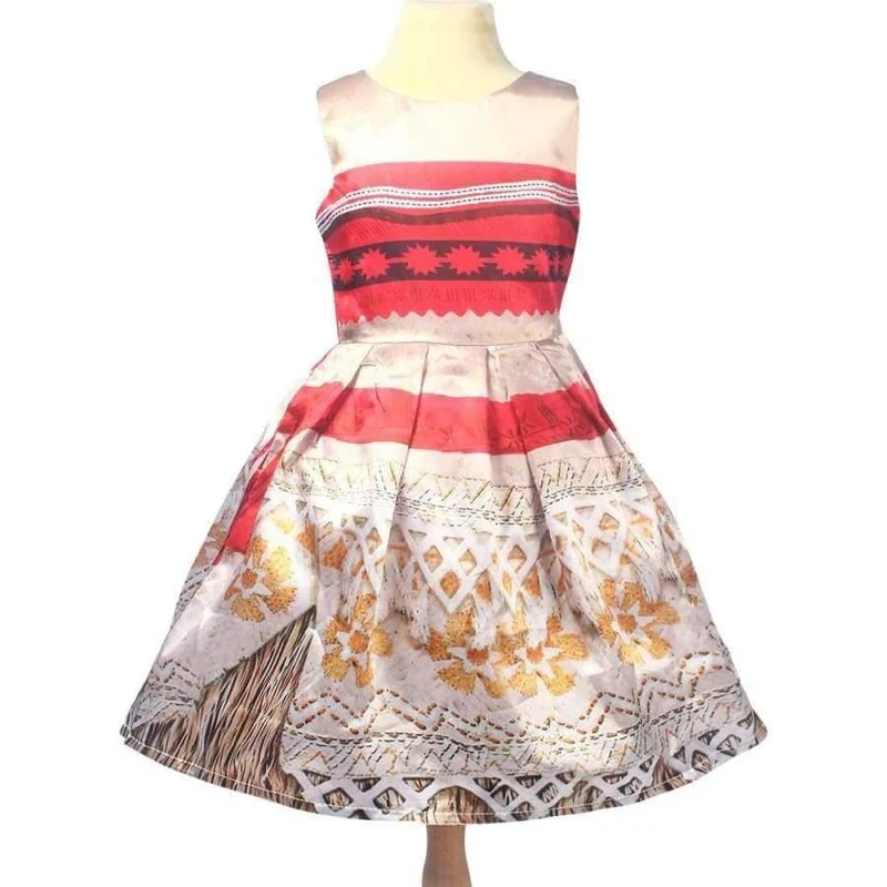 Kinder Mädchen Prinzessin Partykleid Moana Abenteuer Elsa Kleidung Mädchen Kleid Set mit Perücke und Halskette Baby Vaiana Cosplay Kleidung