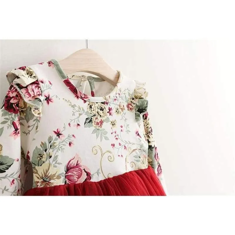 Kinder Kleid Herbst Baby Mädchen floral Gedruckt Prinzessin Kleider Vestidos kleinkind mädchen Kleidung Kinder Mädchen rote Weihnachten Kleider