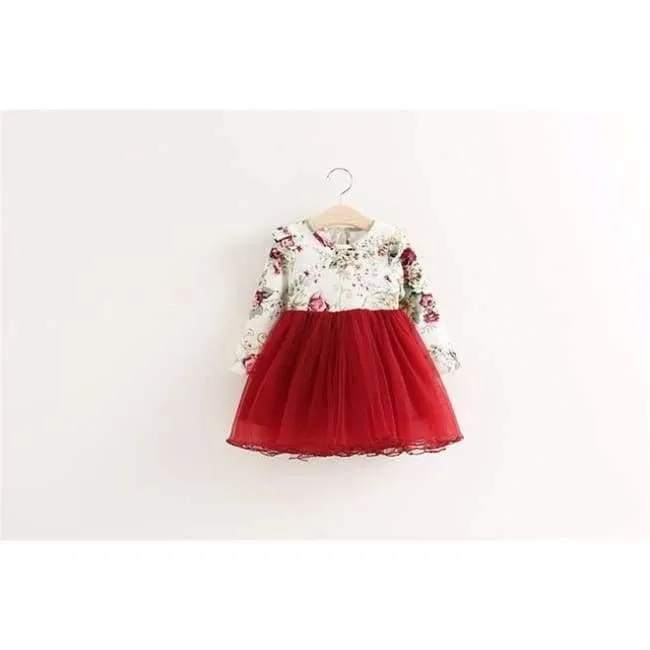 Kinder Kleid Herbst Baby Mädchen floral Gedruckt Prinzessin Kleider Vestidos kleinkind mädchen Kleidung Kinder Mädchen rote Weihnachten Kleider