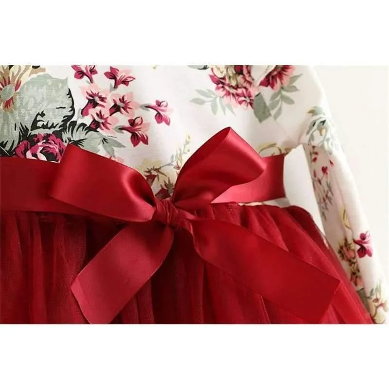 Kinder Kleid Herbst Baby Mädchen floral Gedruckt Prinzessin Kleider Vestidos kleinkind mädchen Kleidung Kinder Mädchen rote Weihnachten Kleider