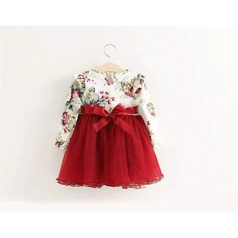 Kinder Kleid Herbst Baby Mädchen floral Gedruckt Prinzessin Kleider Vestidos kleinkind mädchen Kleidung Kinder Mädchen rote Weihnachten Kleider