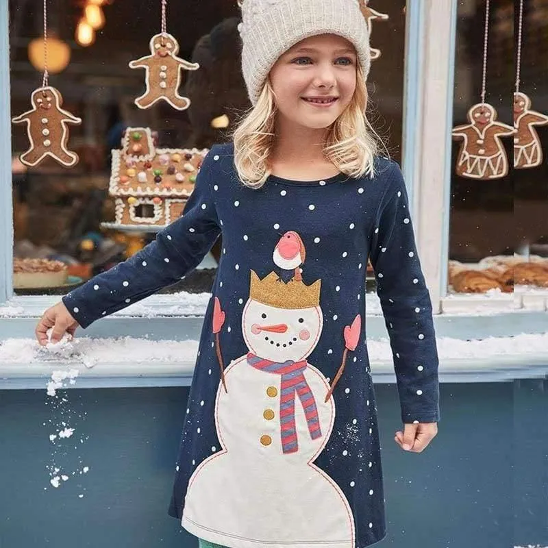 Mädchen Kleider Langarm Marke 100% Baumwolle Baby Kleid Weihnachten Kinder Kleidung Kinder Kleid Prinzessin Vestido