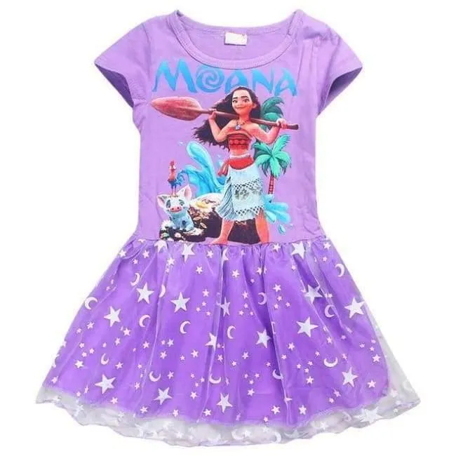 Sommer Baby Mädchen Kleid Cartoon Moana für Mädchen Kleidung Gedruckt Moana Rosa Prinzessin Party Kleid Kinder Kinder Kleidung