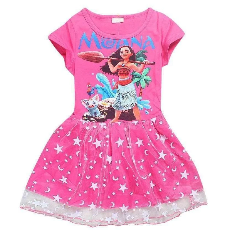 Sommer Baby Mädchen Kleid Cartoon Moana für Mädchen Kleidung Gedruckt Moana Rosa Prinzessin Party Kleid Kinder Kinder Kleidung