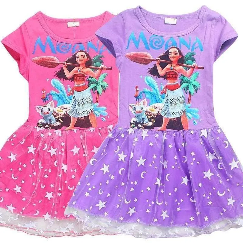 Sommer Baby Mädchen Kleid Cartoon Moana für Mädchen Kleidung Gedruckt Moana Rosa Prinzessin Party Kleid Kinder Kinder Kleidung