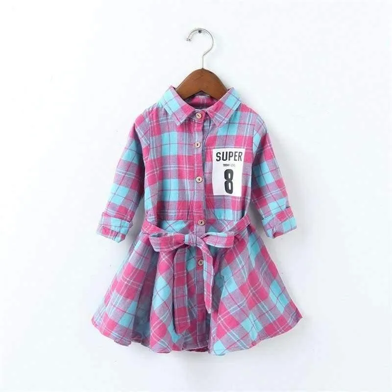 Mädchen Langarm Plaid Kleider Kinder Baumwolle Kleider Kleinkind Kleidung Baby Mädchen Kleidung Kinder Preppy Kleider Branca De Neve