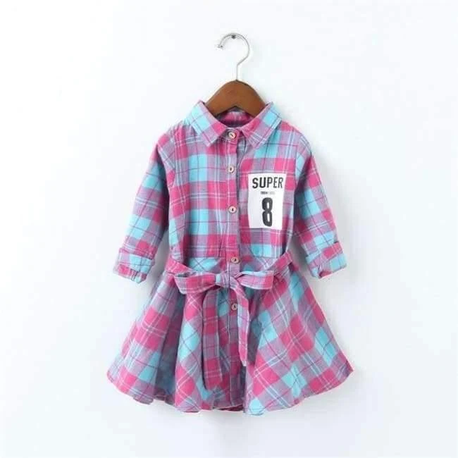 Mädchen Langarm Plaid Kleider Kinder Baumwolle Kleider Kleinkind Kleidung Baby Mädchen Kleidung Kinder Preppy Kleider Branca De Neve