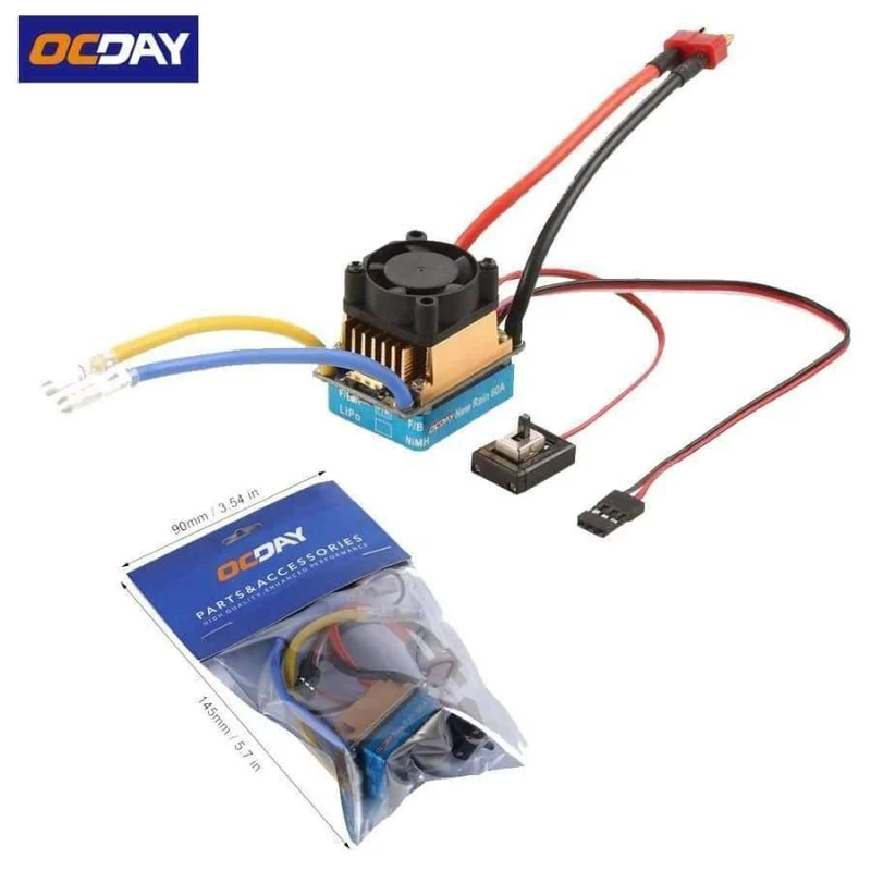 1pcs OCDAY 2-3 Lipo / 6-9NiMH 60A Dual-Mode-Drehzahlregler Regler mit Lüfter für 1 / 10 RC-Car