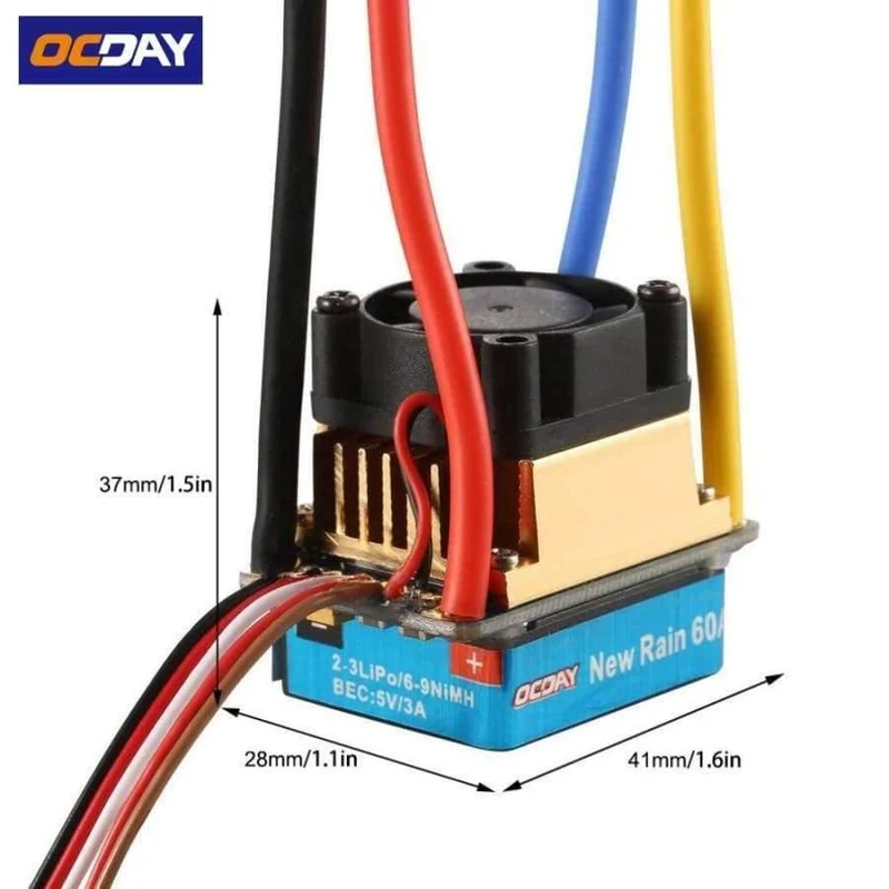 1pcs OCDAY 2-3 Lipo / 6-9NiMH 60A Dual-Mode-Drehzahlregler Regler mit Lüfter für 1 / 10 RC-Car