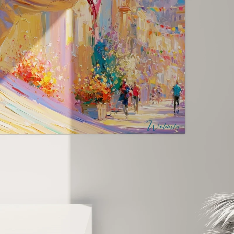 Tableau Jeune skateur veste violette rue ensoleillée - Envol citadin - Edition Skateboard