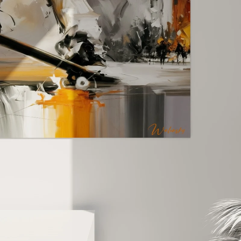 Tableau Skateur en action orange et anthracite - Envol urbain - Edition Skateboard