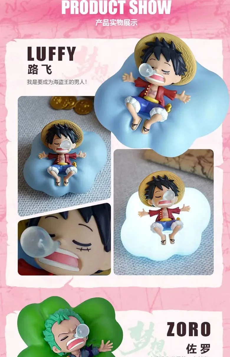 One Piece Luffy Zoro Nami Sanji Nachtlicht Anime Figur Lampe Weiches Licht Schlafzimmer Nachttisch LED Licht Zimmer Kinder Spielzeug Geschenk
