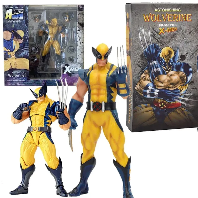 Revoltech YAMAGUCHI Wolverine Actionfigur Wolverine Logan Spielzeug X-Men Modell Spielzeug Gelenk bewegliche Puppe Dekor Geburtstagsgeschenk für Kinder
