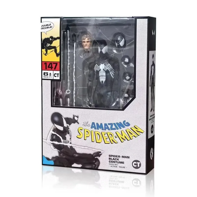 CT Black Spider-Man Actionfiguren Venom Spiderman Comic-Version Mafex 147 Anime Figur Statue Sammlung Modell Dekor Geschenk Spielzeug