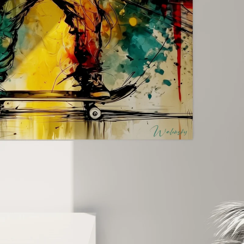 Tableau Skateur encapuchonné doré et rouge - Fureur urbaine - Edition Skateboard