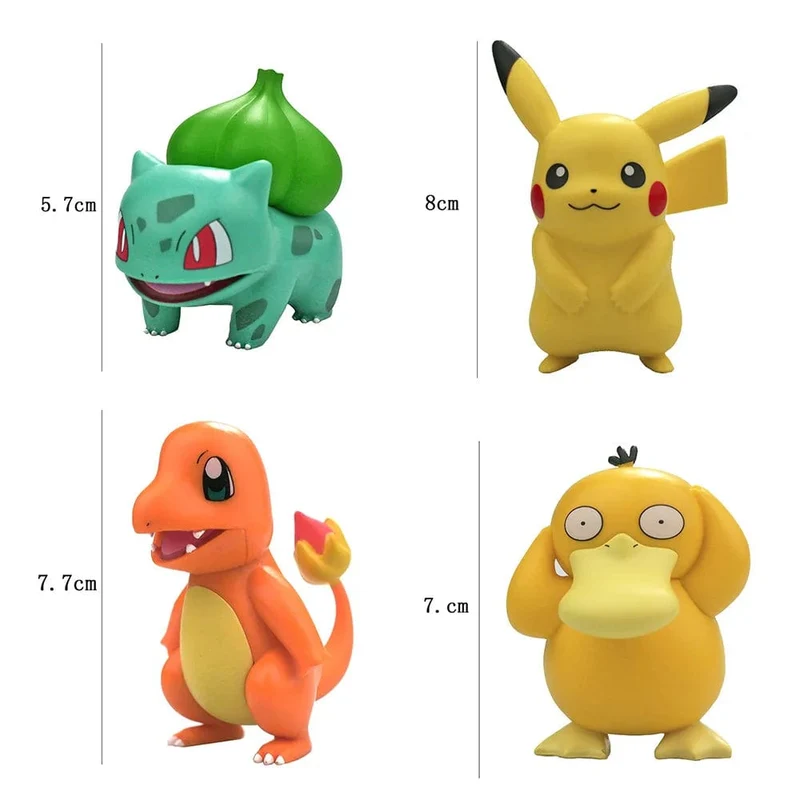 4 Stücke Pokemon Pikachu Anime Figur Spielzeug PVC Kuchen Auto Dekoration Ornamente Action Figur Für Kinder Geburtstag Weihnachtsgeschenke