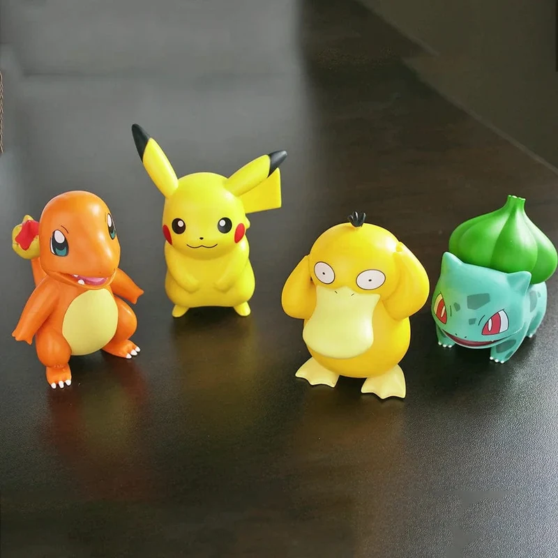 4 Stücke Pokemon Pikachu Anime Figur Spielzeug PVC Kuchen Auto Dekoration Ornamente Action Figur Für Kinder Geburtstag Weihnachtsgeschenke